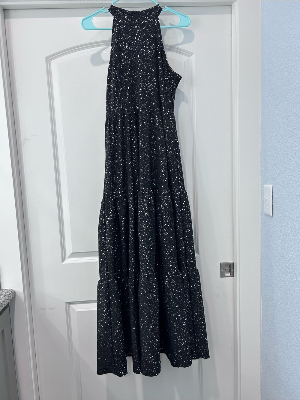 SHEIN Black and White Speckled High-Neck Maxi Dress